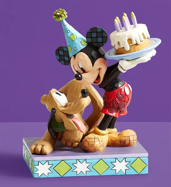happy birthday wishes Mickey Pluto Birthday Figurine