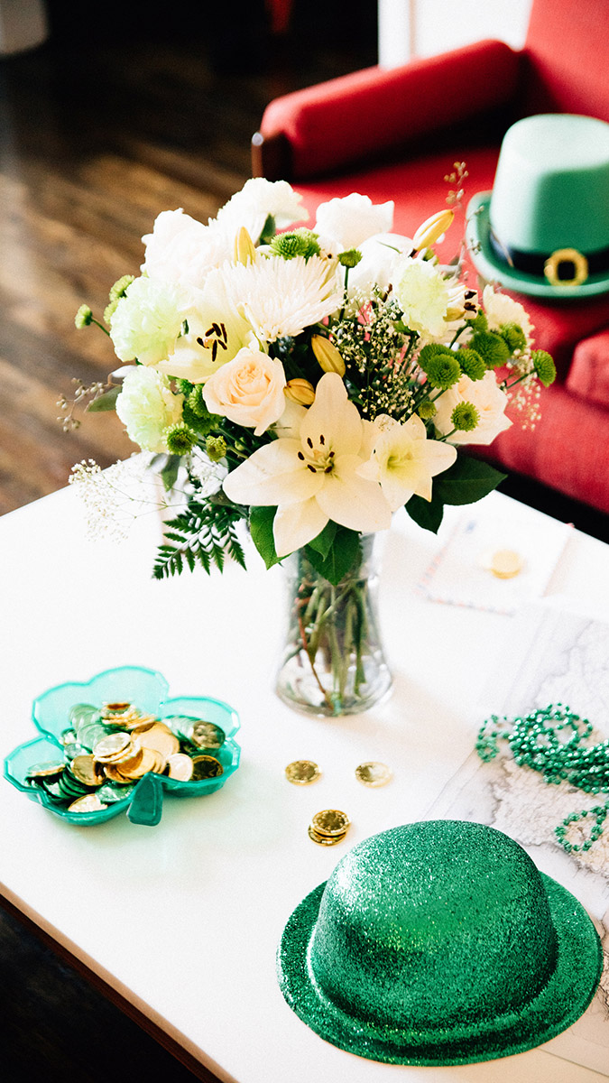 st patricks day quotes flowers on table