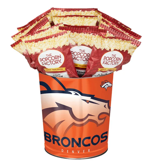 birthday gift ideas for mom Denver Broncos Popcorn Tin