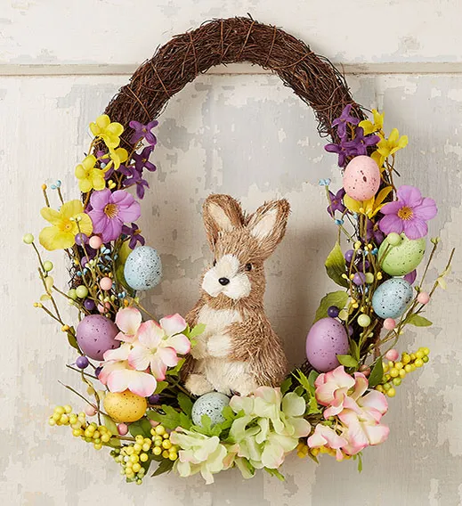 happy easter wishes Springtime Bunny Wreath