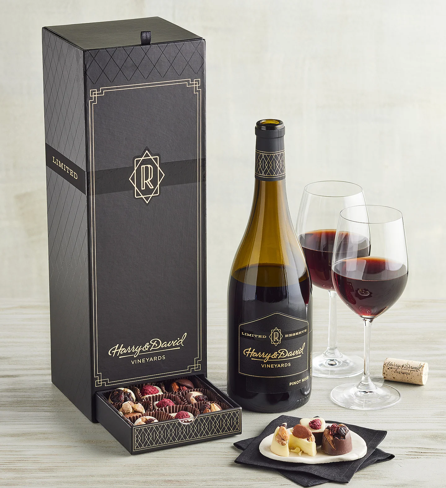 father in law gifts Reserve Pinot Noir and Artisan Belgian Chocolate