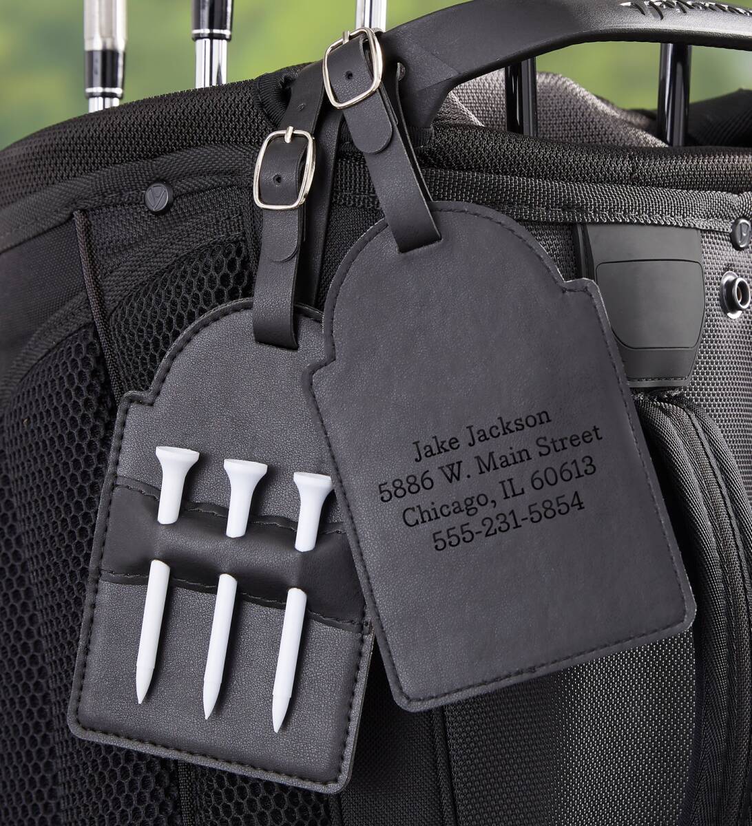 golf gift ideas leatherette personalized bag tag