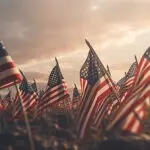 memorial day social media posts with flag , Generative AI.
