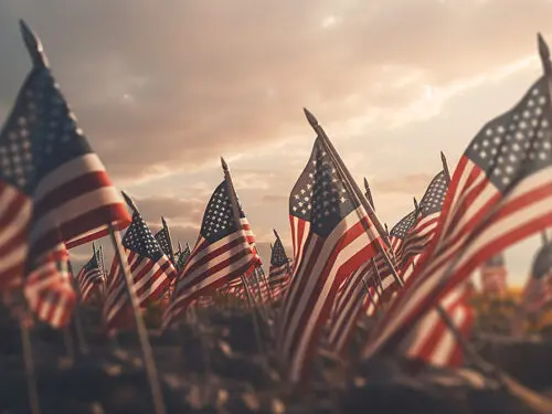 memorial day social media posts with flag , Generative AI.