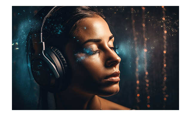 music listening to headphones