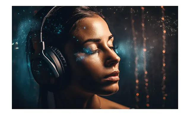 music listening to headphones